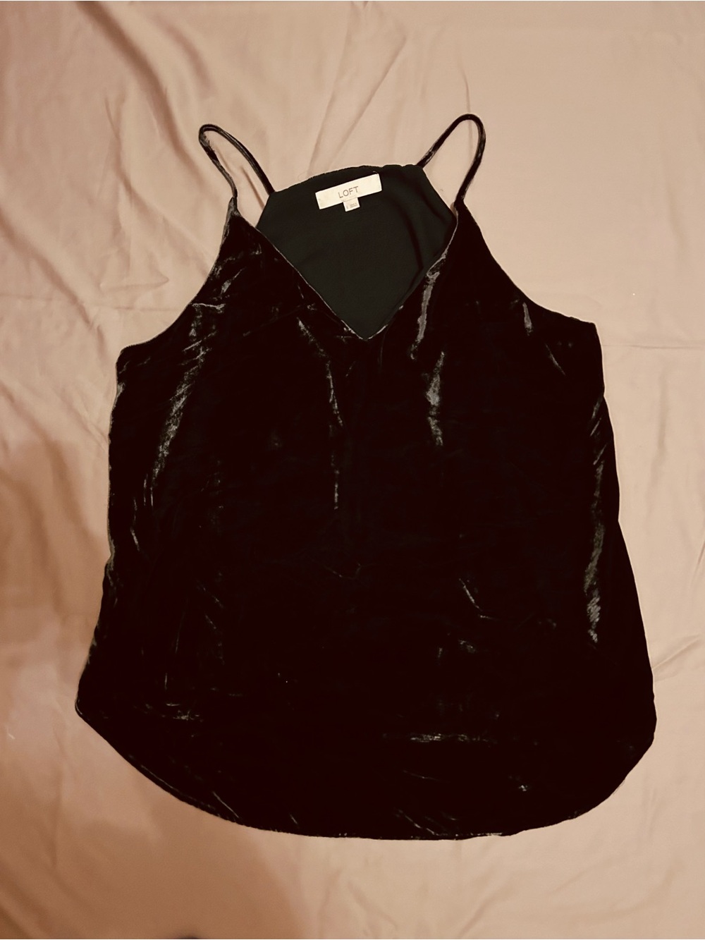 LOFT Black Velvet Camisole Tank Top large